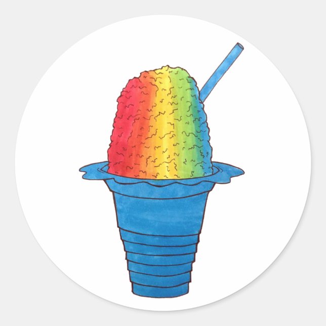Hawaiian Rainbow Shave Ice Frozen Dessert Hawaii Classic Round Sticker (Front)