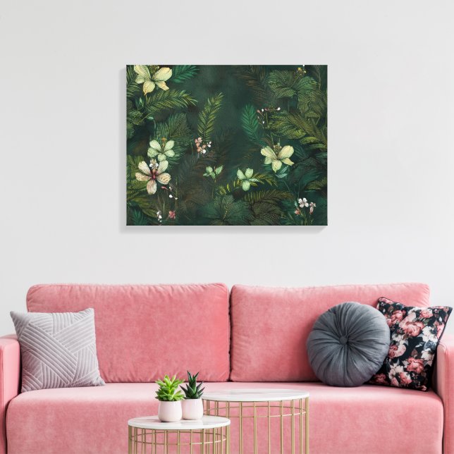 Hawaiian Rainforest Journey: Tropical Wild Flowers Canvas Print (Insitu(LivingRoom))