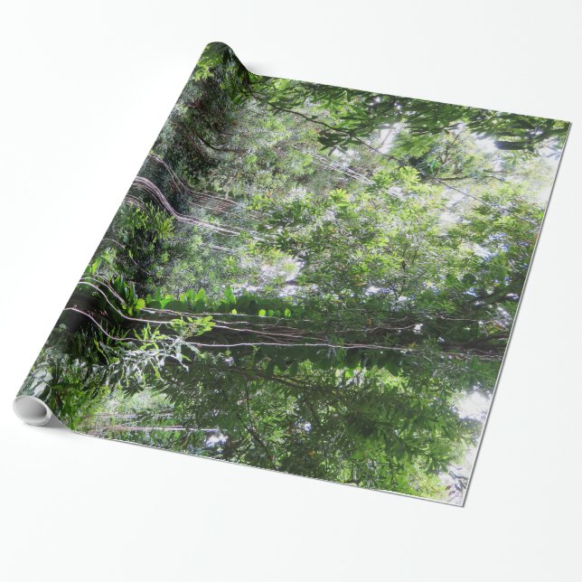 Hawaiian Rainforest Wrapping Paper (Unrolled)