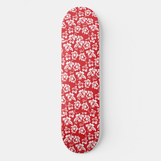 Hawaiian Red Flower Skateboard Deck (Front)
