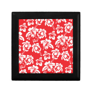 Hawaiian Red Flowers Jewelry Box