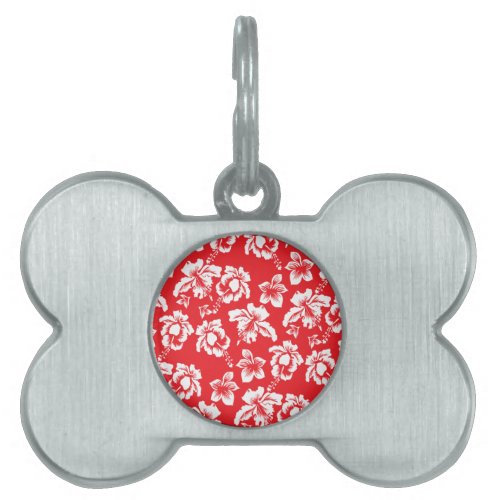 Hawaiian Red Flowers Pet Tag