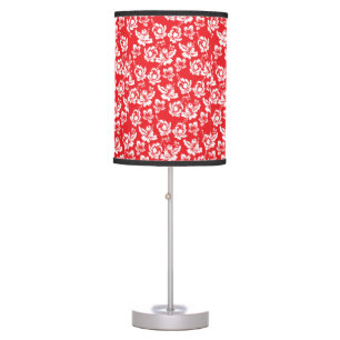 Hawaiian Red Hibiscus Floral Pattern Table Lamp