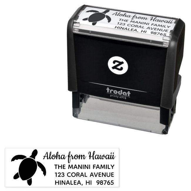 Hawaiian Return Address Stamp Honu Sea Turtle