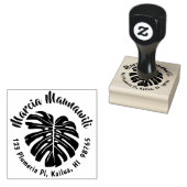 Hawaiian Return Address Stamp Monstera Circle Name (Stamped)