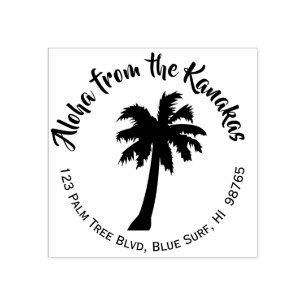 Hawaiian Return Address Stamp Palm Tree Customized