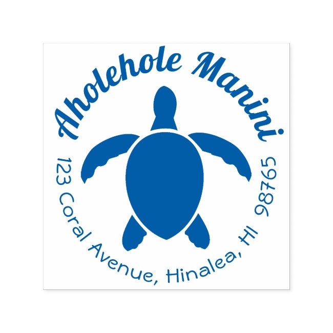 Hawaiian Return Address Stamp Sea Turtle Round