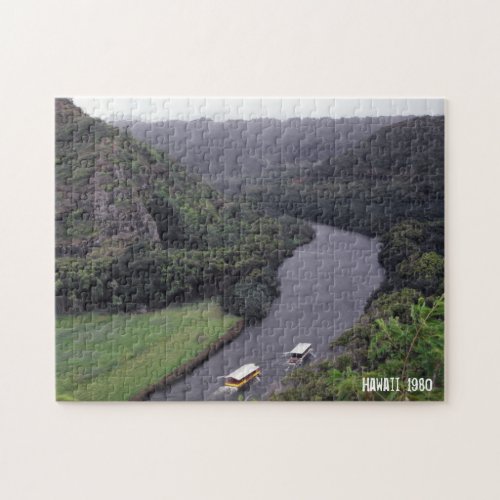 Hawaiian River Landscape Tropical Scenery Boats Jigsaw Puzzle