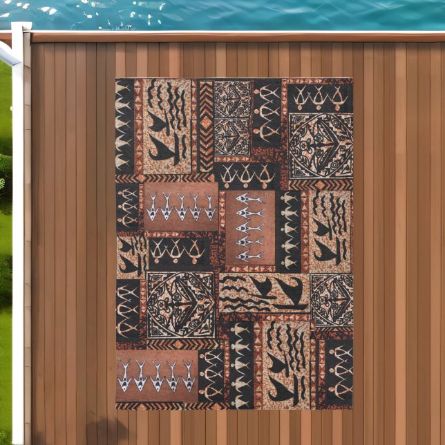 Hawaiian Sailing Canoe Tapa Outdoor Rug (Insitu (Outdoor 2))