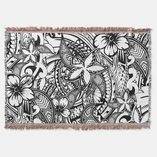 Hawaiian _ Samoan _ Polynesian Tribal Throw Pillow Throw Blanket