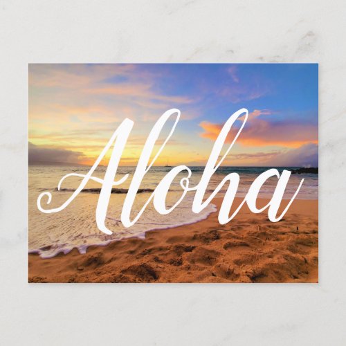 Hawaiian Sandy Beach Aloha Postcard