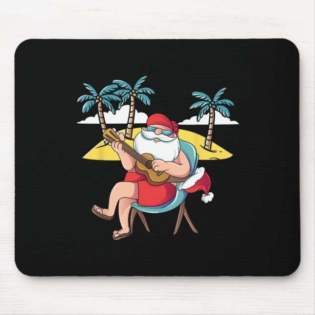 Hawaiian Santa Claus Hawaian Guitar Christmas In J Mouse Pad (Front)