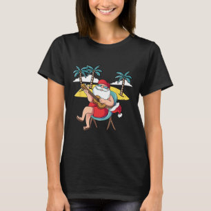 Hawaiian Santa Claus Hawaian Guitar Christmas In J T-Shirt