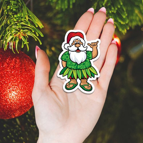 Hawaiian Santa in Green Gift Tag