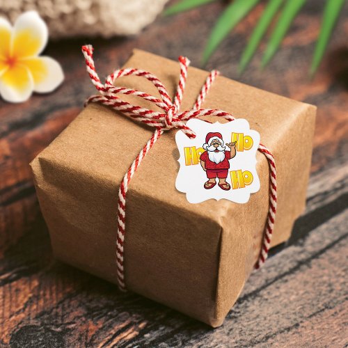 Hawaiian Santa in Red Gift Tag