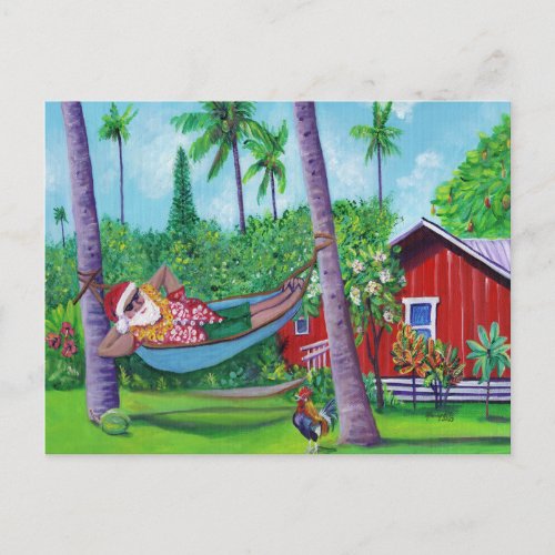 Hawaiian Santa on Vacation in Hawaii Postcard