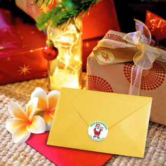 Hawaiian Santa Red Classic Round Sticker