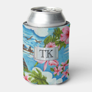 Hawaiian Scenes with your Initials Can Cooler