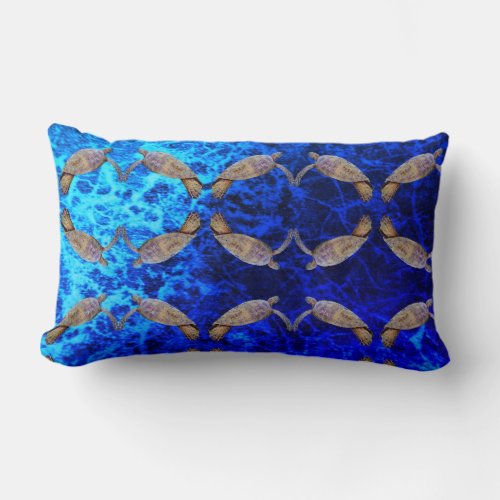 Hawaiian sea turtle art prints lumbar pillow