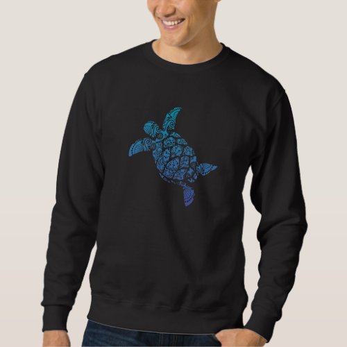 Hawaiian Sea Turtle Beach Blue Cute Seashell Tropi Sweatshirt