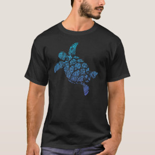 Hawaiian Sea Turtle Beach Blue Cute Seashell Tropi T-Shirt