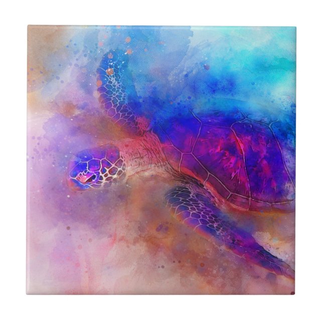 Hawaiian Sea Turtle Ceramic Tile (Front)