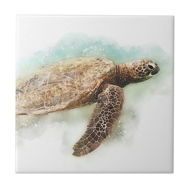 Hawaiian Sea Turtle Ceramic Tile (Front)