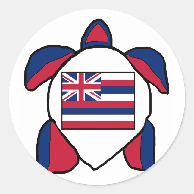Hawaiian sea turtle flag stickers (Front)