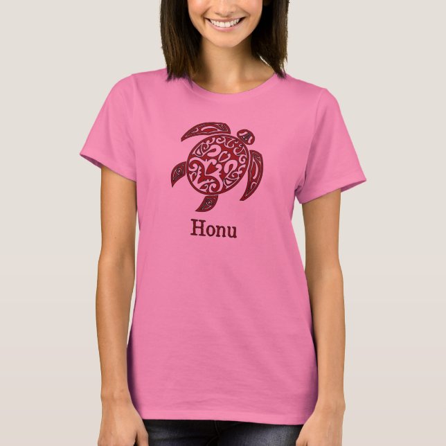 Hawaiian Sea Turtle in Red T-Shirt (Front)