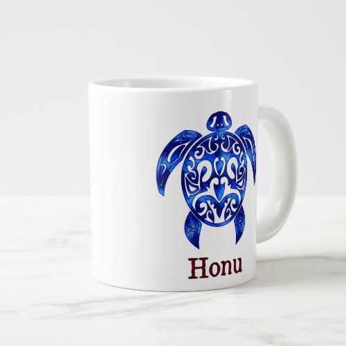 Hawaiian Sea Turtle in Variable Blue Large Coffee Mug