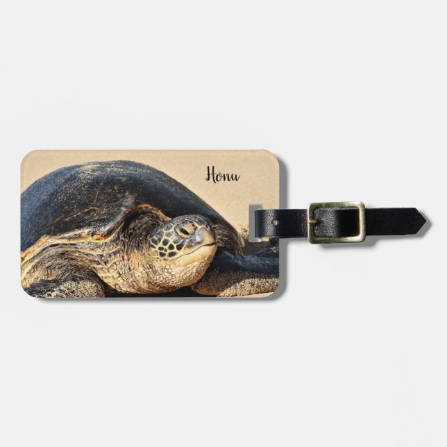Hawaiian Sea Turtle Luggage Tag (Front Horizontal)