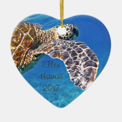 Hawaiian Sea turtle swimming Ceramic Ornament
