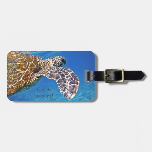 Hawaiian Sea turtle swimming Luggage Tag