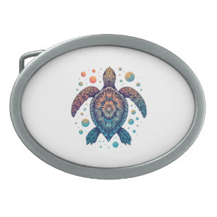 Hawaiian Sea Turtle Tie-Dye Hawaii Vacation Beach Belt Buckle