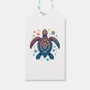 Hawaiian Sea Turtle Tie-Dye Hawaii Vacation Beach Gift Tags