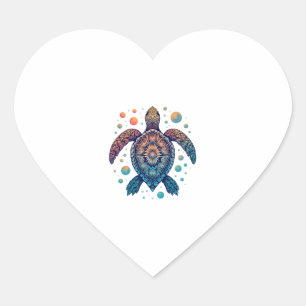 Hawaiian Sea Turtle Tie-Dye Hawaii Vacation Beach Heart Sticker