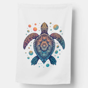 Hawaiian Sea Turtle Tie-Dye Hawaii Vacation Beach House Flag