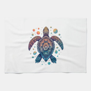 Hawaiian Sea Turtle Tie-Dye Hawaii Vacation Beach  Kitchen Towel