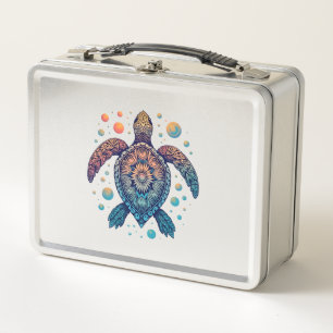 Hawaiian Sea Turtle Tie-Dye Hawaii Vacation Beach Metal Lunch Box