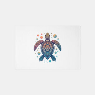 Hawaiian Sea Turtle Tie-Dye Hawaii Vacation Beach Rug