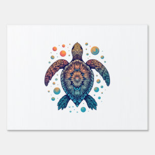Hawaiian Sea Turtle Tie-Dye Hawaii Vacation Beach Sign