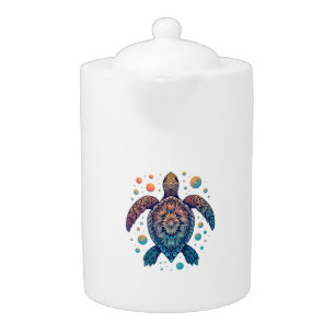 Hawaiian Sea Turtle Tie-Dye Hawaii Vacation Beach Teapot