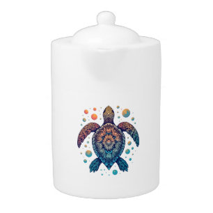 Hawaiian Sea Turtle Tie-Dye Hawaii Vacation Beach Teapot