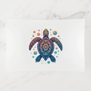 Hawaiian Sea Turtle Tie-Dye Hawaii Vacation Beach Trinket Tray