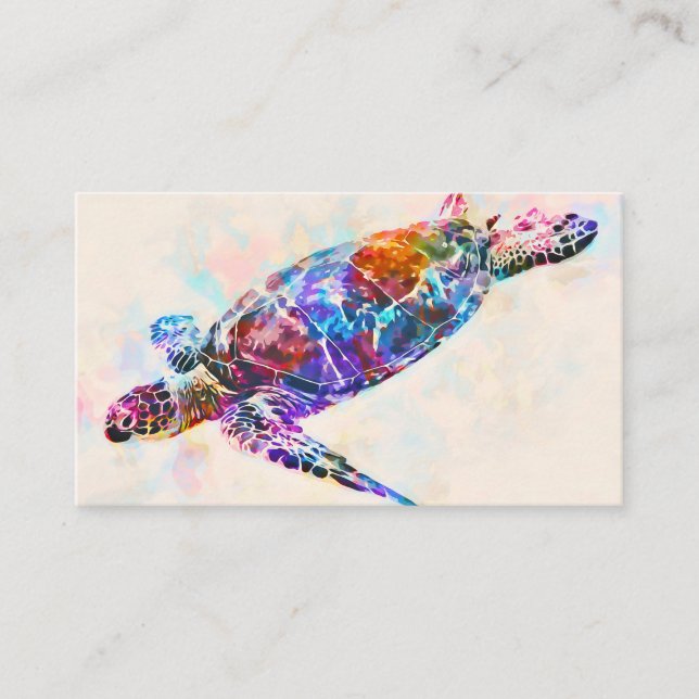 Hawaiian Sea Turtle Watercolor Business Card (Front)