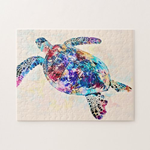 Hawaiian Sea Turtle Watercolor Jigsaw Puzzle