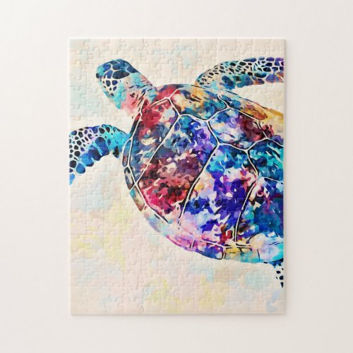 Hawaiian Sea Turtle Watercolor Jigsaw Puzzle