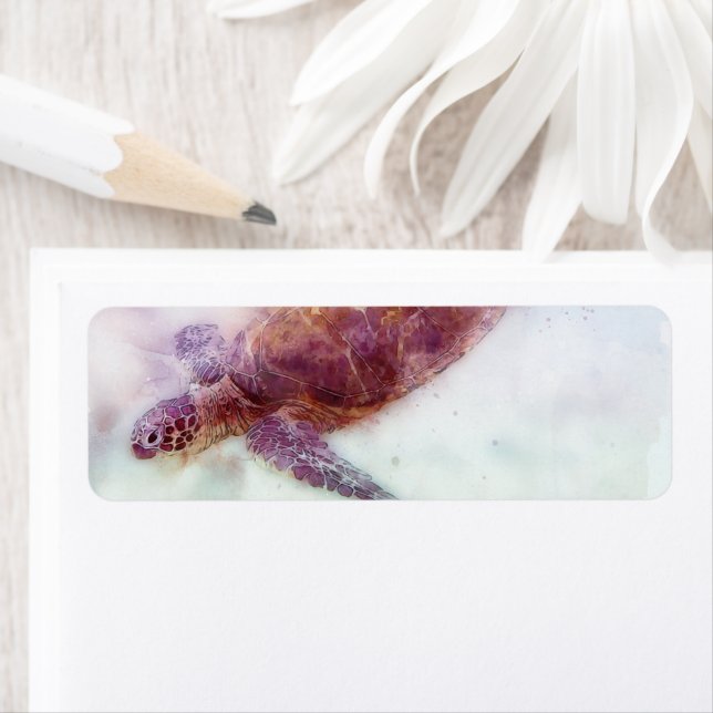 Hawaiian Sea Turtle Watercolor Label (Insitu)