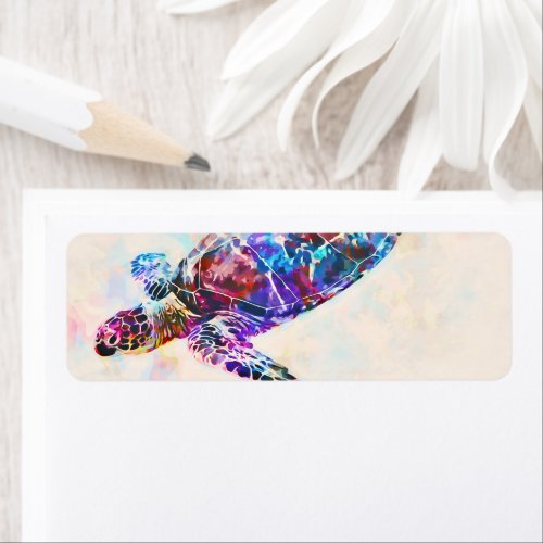 Hawaiian Sea Turtle Watercolor Label