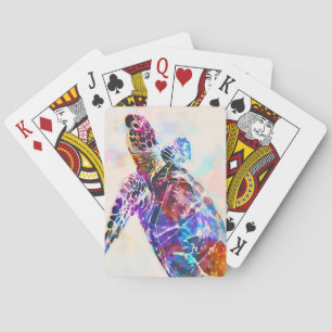 Hawaiian Sea Turtle Watercolor Poker Cards